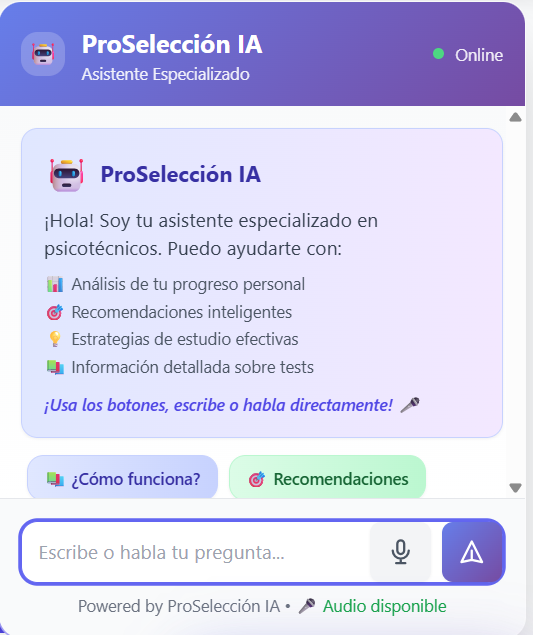 Widget de IA mostrando recomendaciones personalizadas y progreso por categorías